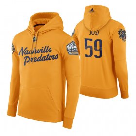 Wholesale Cheap Adidas Predators #59 Roman Josi Men\'s Yellow 2020 Winter Classic Retro NHL Hoodie