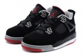 Wholesale Cheap Air Jordan 4 (IV) Kids Shoes Black/gray-red