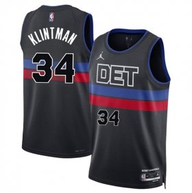 Men\'s Detroit Pistons #34 Bobi Klintman Black 2024 Statement Edition Stitched Jersey