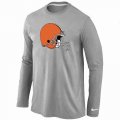 Wholesale Cheap Nike Cleveland Browns Logo Long Sleeve T-Shirt Grey