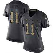 Wholesale Cheap Nike 49ers #11 Brandon Aiyuk Black Women's Stitched NFL Limited 2016 Salute to Service Jersey