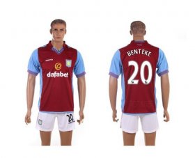 Wholesale Cheap Aston Villa #20 Benteke Red Home Soccer Club Jersey