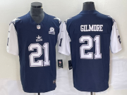 Wholesale Cheap Men's Dallas Cowboys #21 Ezekiel Elliott Navy Blue FUSE Vapor Thanksgiving 1960 Patch Limited Stitched Jersey