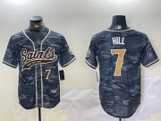 Men's New Orleans Saints #7 Taysom Hill Grey Camo With Patch Cool Base Stitched Baseball Jerseys