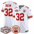 Cheap Men's Kansas City Chiefs #32 Nick Bolton White F.U.S.E. 2024 AFC West Division Champions Vapor Limited Stitched Football Jersey