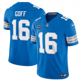 Cheap Men\'s Detroit Lions #16 Jared Goff Blue 2024 F.U.S.E. With 4-Star C Patch Vapor Limited Stitched Jersey