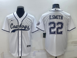 Wholesale Men's Dallas Cowboys #22 Emmitt Smith White Stitched Cool Base Nike Baseball Jersey