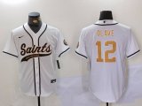 Cheap Men's New Orleans Saints #12 Chris Olave White Cool Base Stitched Baseball Jersey