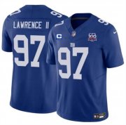 Men's New York Giants #97 Dexter Lawrence II Blue 2024 F.U.S.E. With 3-Star C Patch And 100TH Season Patch Vapor Untouchable Limited Stitched Jersey