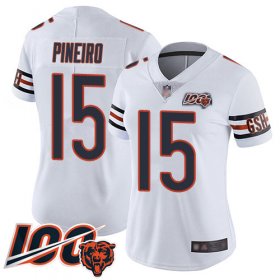 Wholesale Cheap Nike Bears #15 Eddy Pineiro White Women\'s Stitched NFL 100th Season Vapor Limited Jersey