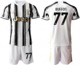 Wholesale Cheap Men 2020-2021 club Juventus home 77 white black Soccer Jerseys