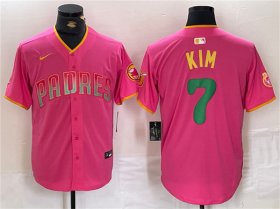 Wholesale Cheap Men\'s San Diego Padres #7 Ha-Seong Kim Pink Cool Base Stitched Baseball Jersey