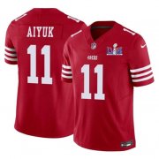 Cheap Men's San Francisco 49ers #11 Brandon Aiyuk Red 2024 F.U.S.E. Super Bowl LVIII Patch Vapor Untouchable Limited Football Stitched Jersey