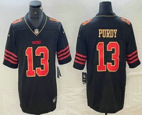 Cheap Men\'s San Francisco 49ers #13 Brock Purdy Black Gold Fashion Vapor Limited Stitched Jersey