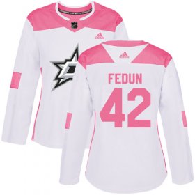 Cheap Adidas Stars #42 Taylor Fedun White/Pink Authentic Fashion Women\'s Stitched NHL Jersey