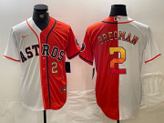 Cheap Men's Houston Astros #2 Alex Bregman White Orange Split Stitched Baseball Jerseys