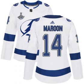 Cheap Adidas Lightning #14 Pat Maroon White Road Authentic Women\'s 2020 Stanley Cup Champions Stitched NHL Jersey