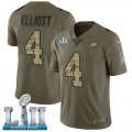 Wholesale Cheap Nike Eagles #4 Jake Elliott Olive/Camo Super Bowl LII Men's Stitched NFL Limited 2017 Salute To Service Jersey