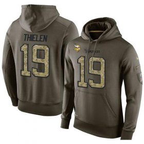 Wholesale Cheap NFL Men\'s Nike Minnesota Vikings #19 Adam Thielen Stitched Green Olive Salute To Service KO Performance Hoodie