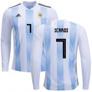 Wholesale Cheap Argentina #7 Icardi Home Long Sleeves Soccer Country Jersey