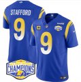 Cheap Men's Los Angeles Rams #9 Matthew Stafford Blue 2024 NFC West Champions With 4-Star C Patch F.U.S.E. Vapor Untouchable Stitched Football Jersey