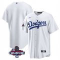 Cheap Men's Los Angeles Dodgers Blank White 2024 World Series Champions Cool Base Stitched Baseball Jersey