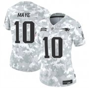 Cheap Women's New England Patriots #10 Drake Maye 2024 F.U.S.E Arctic Camo Salute To Service Limited Stitched Jersey(Run Small)