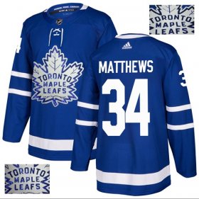 Wholesale Cheap Adidas Maple Leafs #34 Auston Matthews Blue Home Authentic Fashion Gold Stitched NHL Jersey