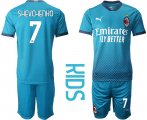 Wholesale Cheap Youth 2020-2021 club AC milan away 7 blue Soccer Jerseys1