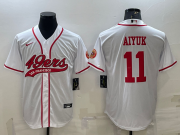 Wholesale Cheap Men's San Francisco 49ers #11 Brandon Aiyuk White With Patch Cool Base Stitched Baseball Jersey