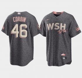 Wholesale Cheap Men\'s Washington Nationals #46 Patrick Corbin 2022 Grey City Connect Cherry Blossom Cool Base Stitched Jersey