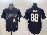 Cheap Men's Dallas Cowboys #88 CeeDee Lamb Black With Patch Cool Base Stitched Baseball Jerseys