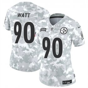 Cheap Women\'s Pittsburgh Steelers #90 T. J. Watt 2024 F.U.S.E Arctic Camo Salute To Service Limited Stitched Football Jersey(Run Small)