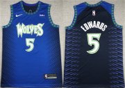 Cheap Men's Minnesota Timberwolves #5 Anthony Edwards Blue City Edition Stitched Jersey