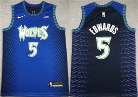 Cheap Men\'s Minnesota Timberwolves #5 Anthony Edwards Blue City Edition Stitched Jersey