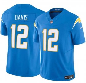 Cheap Men\'s Los Angeles Chargers #12 Derius Davis Blue 2024 F.U.S.E. Vapor Limited Football Stitched Jersey