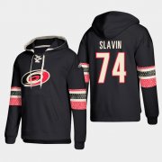 Wholesale Cheap Carolina Hurricanes #74 Jaccob Slavin Black adidas Lace-Up Pullover Hoodie