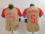 Cheap Youth Texas Rangers #5 Corey Seager Number Cream 2024 All Star Limited Stitched Jersey