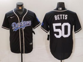 Men\'s Los Angeles Dodgers #50 Mookie Betts Black White Cool Base Stitched Jersey