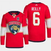 Cheap Men's Florida Panthers #6 Mike Reilly Red 2024 Stanley Cup Final Patch Stitched Jersey