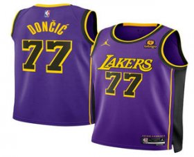 Men\'s Los Angeles Lakers #77 Luka Doncic Purple 2025 Statement Edition Stitched Jersey