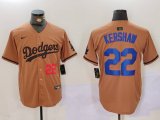 Cheap Men's Los Angeles Dodgers #22 Clayton Kershaw Number Olive Cool Base Limited Stitched Jersey