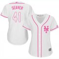 Wholesale Cheap Mets #41 Tom Seaver White/Pink Fashion Women's Stitched MLB Jersey