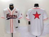 Men's Chicago Bears White Team Big Logo With Patch Cool Base Stitched Baseball Jersey