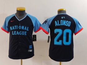 Youth New York Mets #20 Pete Alonso Navy 2024 All Star Limited Stitched Jersey