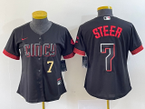 Wholesale Cheap Women's Cincinnati Reds #7 Spencer Steer Numer Black 2023 City Connect Cool Base Stitched Baseball Jersey