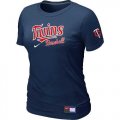 Wholesale Cheap Women's Minnesota Twins Nike Short Sleeve Practice MLB T-Shirt Midnight Blue