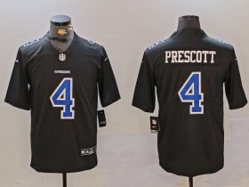 Men\'s Dallas Cowboys #4 Dak Prescott Black Throwback Vapor Untouchable Limited Stitched Football Jersey