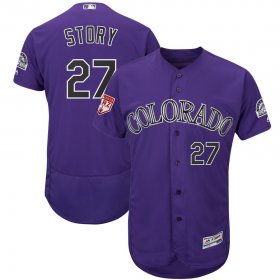 Wholesale Cheap Rockies #27 Trevor Story Purple 2019 Spring Training Flex Base Stitched MLB Jersey