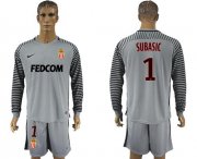 Wholesale Cheap Monaco #1 Subasic Grey Goalkeeper Long Sleeves Soccer Club Jersey